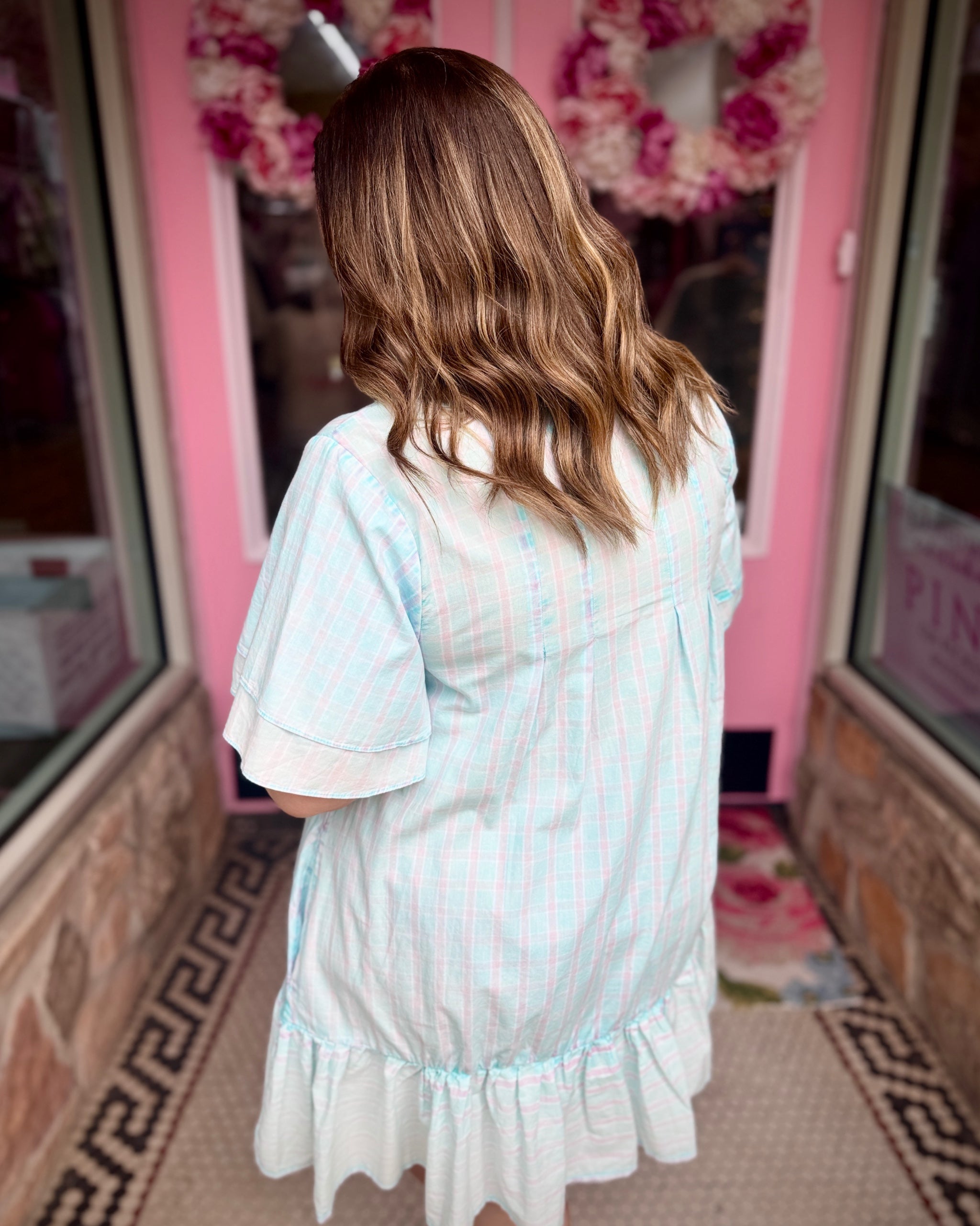 pink plaid shirt dress Pink Tartan Retro Shirt Dress. Jambats Cotton Dress. Sizes 8-28